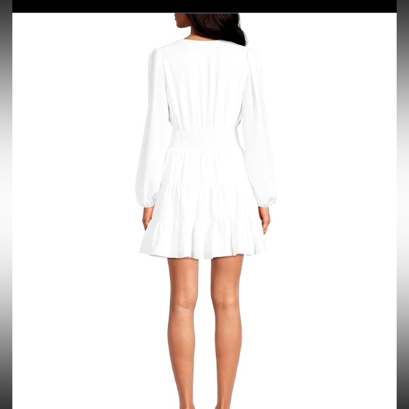 Gianni Bini Talia V-Neck Long Sleeve Smocked Waist Tiered Hem Dress - Picture 2 of 12